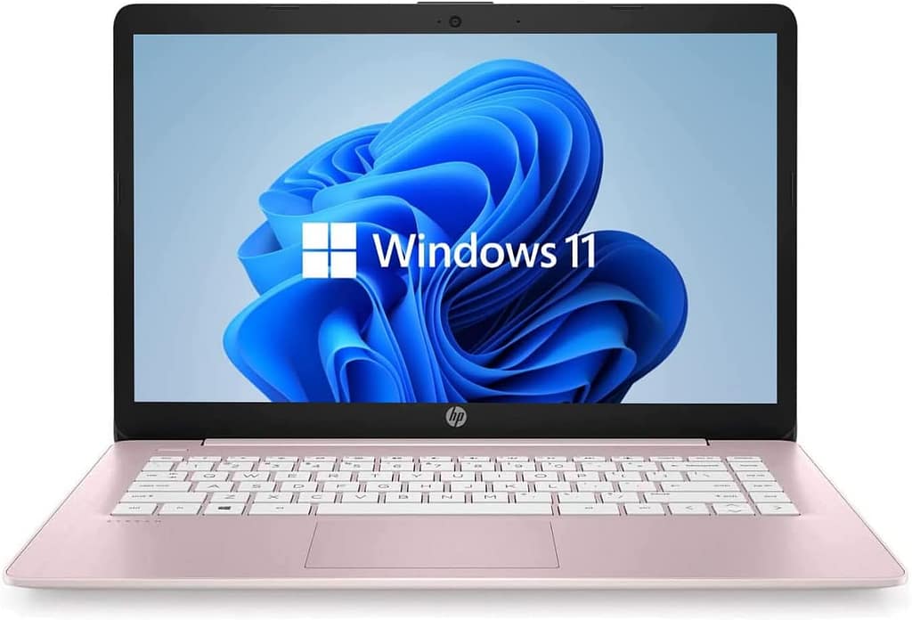 "HP 14-inch HD laptop for students and everyday use, running Windows 11."