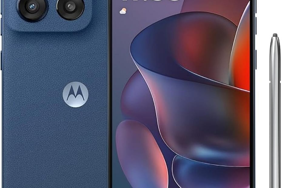 User writing notes with Moto G Stylus 2025 built-in stylus on screen